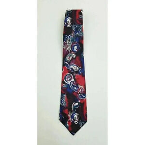 Givenchy Monsieur Men's Red White Blue Silk Paisley Print Necktie USA Made